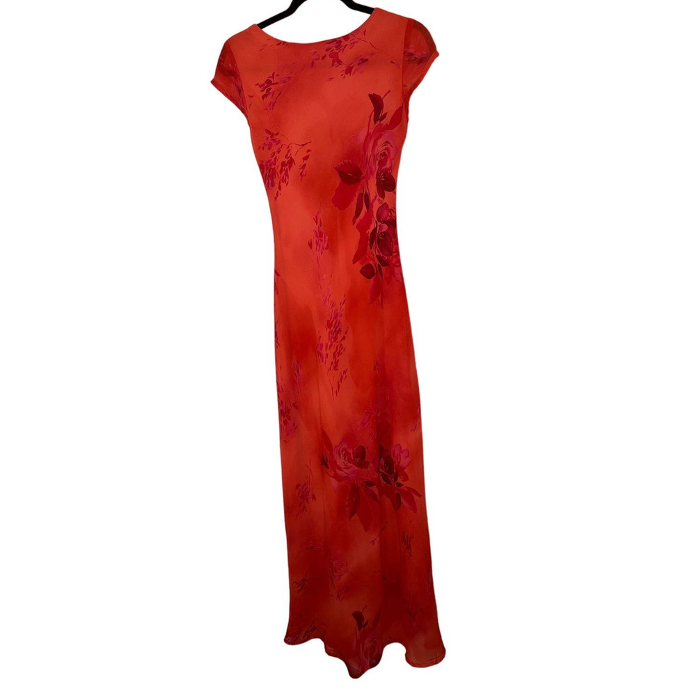 Red Floral Maxi Dress - Elegant Women's Evening Gown